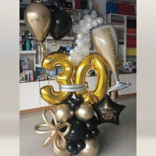 客製氣球墩<br><span style="font-size: 20px;">(香檳數字組合)</span>