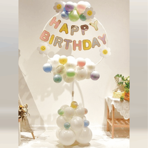 造型氣球柱<br><span style="font-size: 20px;">(圓形白雪糖)</span>