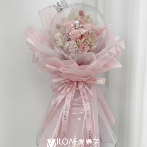 乾燥花/永生花<br>(皇冠圓形水晶款)