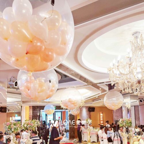 婚禮佈置<br><span style="font-size: 20px;">(天爆球 玫瑰白色系)</span>