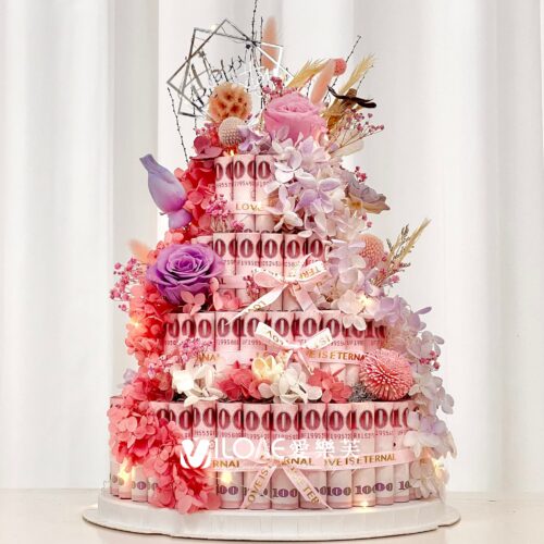 永生花/乾燥花<br><span style="font-size: 20px;">(夢幻富貴層層塔)</span>