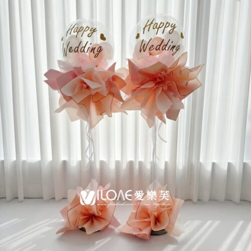 波波氣球柱<br><span style="font-size: 20px;">(24吋 粉羽翩繾 1柱)</span>