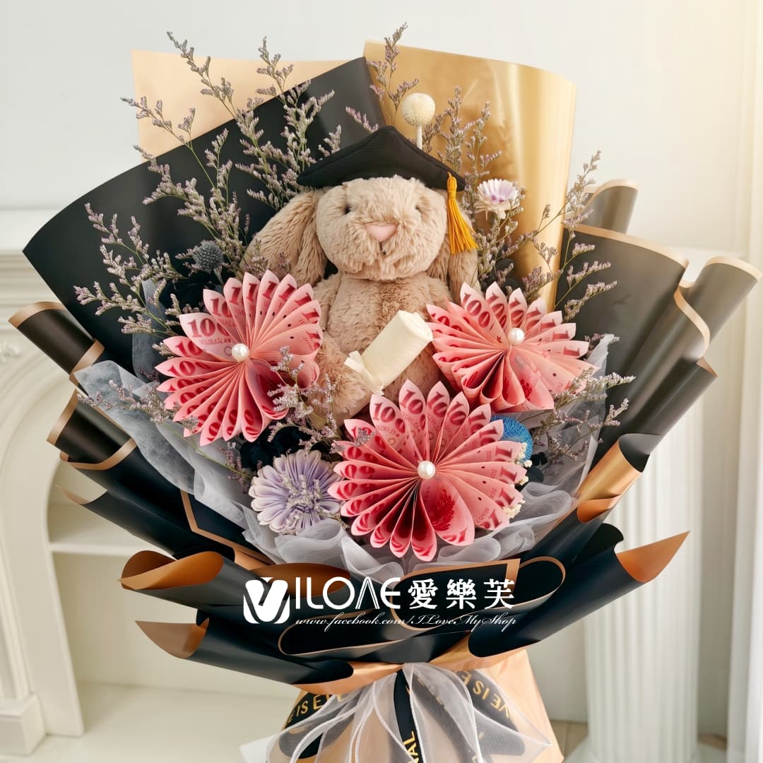 (代包)畢業萌兔<br><span style="font-size: 18px;">畢業花束(不含30張現金、玩偶)</span>:圖片 2