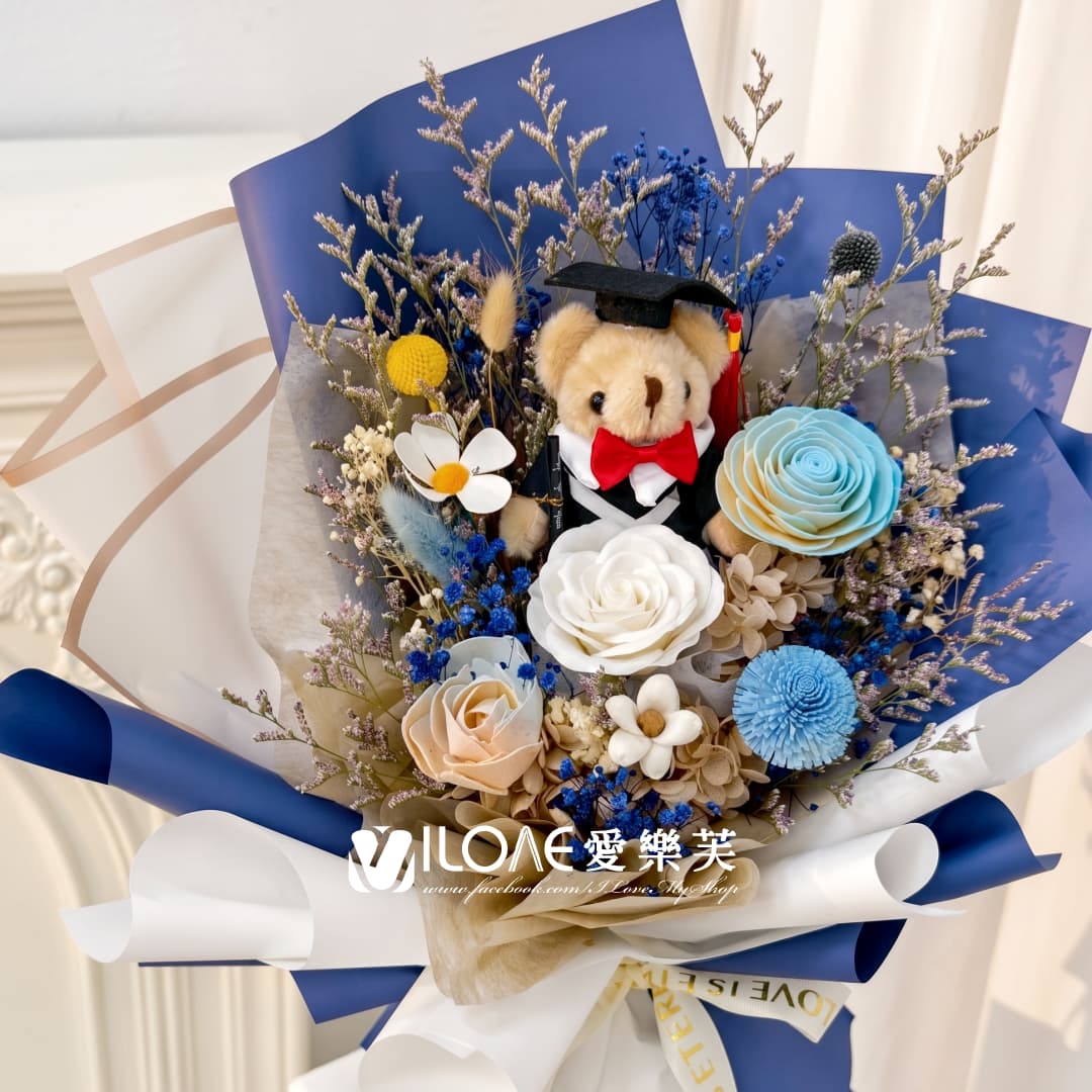 畢業小熊花束<br><span style="font-size: 20px;">(藍海前程)</span>:圖片 2